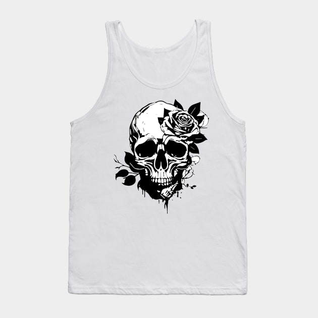 Skull and Rose Tank Top by PGasbarroneArt